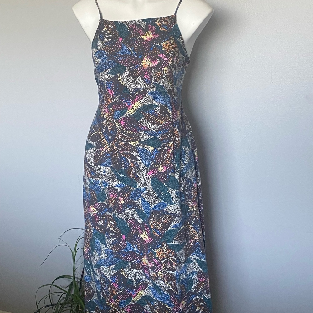 O'Neill Blue Floral Leaf Slip Maxi Dress